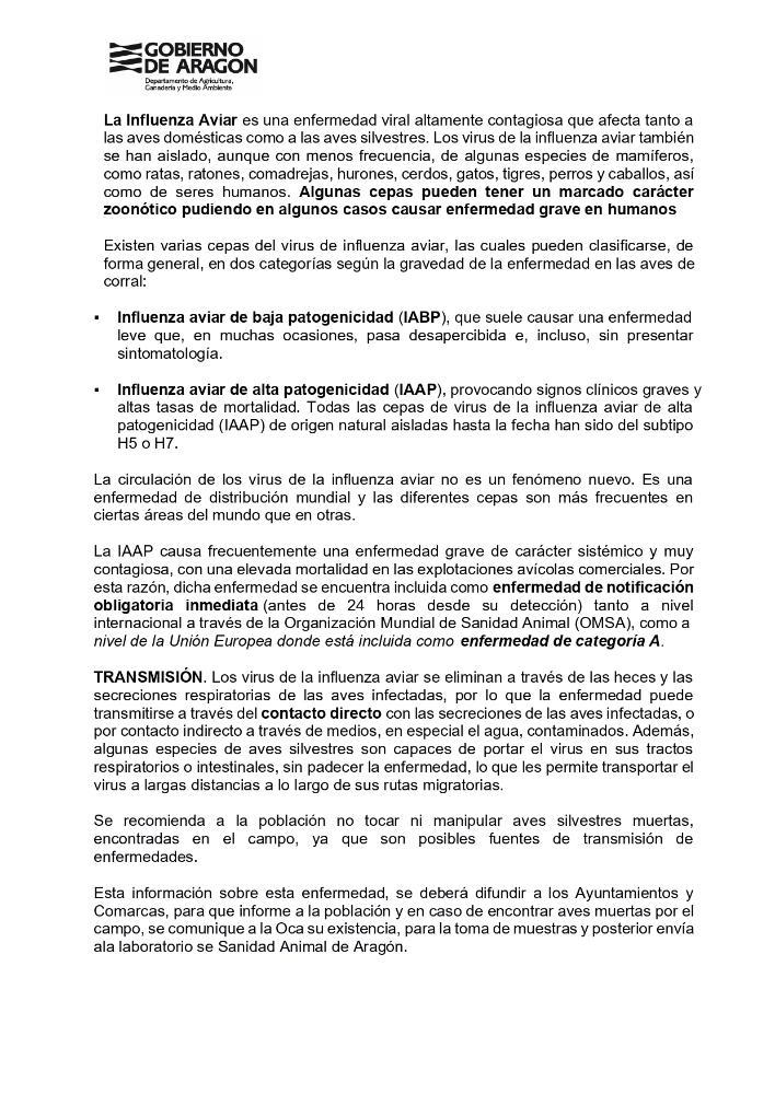 Imagen Comunicado sobre la Influenza aviar